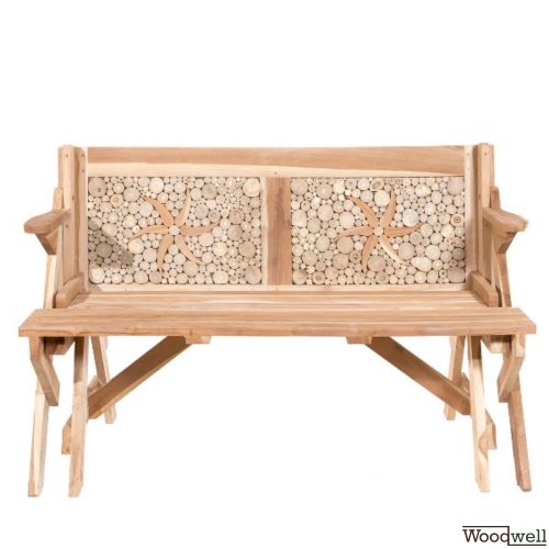 Magic garden bench with conversion to a table-bench combination