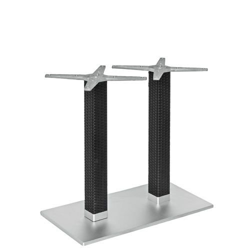 Outdoor table frame "Mezza base rectangular" cast aluminum in black wicker 73cm high