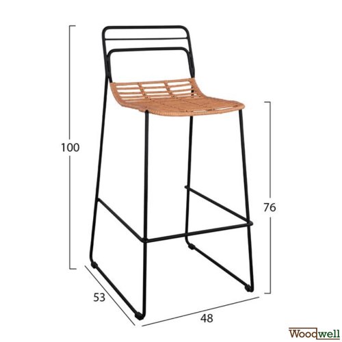 Moderner Barhocker mit Rücken Allegra Wicker