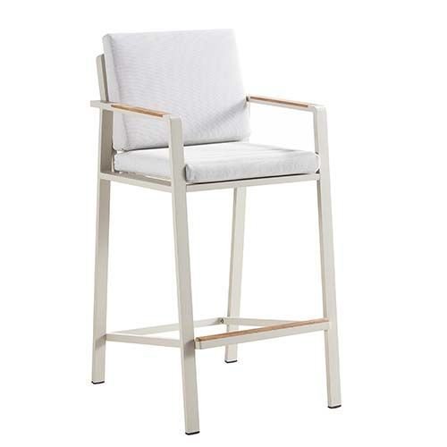 "NOFI" BARTISCH SET 7-TEILIG AUS ALUMINIUM UND TEAKHOLZ WEIß