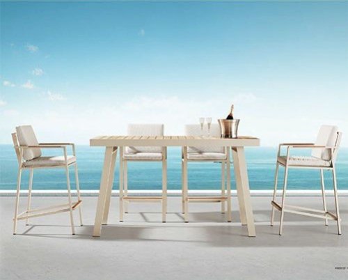 "NOFI" BARTISCH SET 7-TEILIG AUS ALUMINIUM UND TEAKHOLZ WEIß