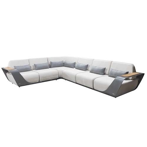 Σετ σαλονιού εξωτερικού χώρου "Onda" 5 τεμαχίων από λευκό απομίμηση δέρματος