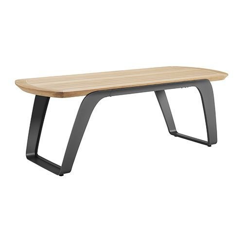 Outdoor Esstisch Set "Onda" 7-teilig aus grauem Aluminiumrahmen und Teakholz