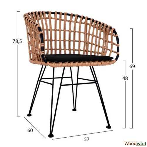 Outdoor-Esstisch-Set Allegra Wicker in Schwarz - Beige