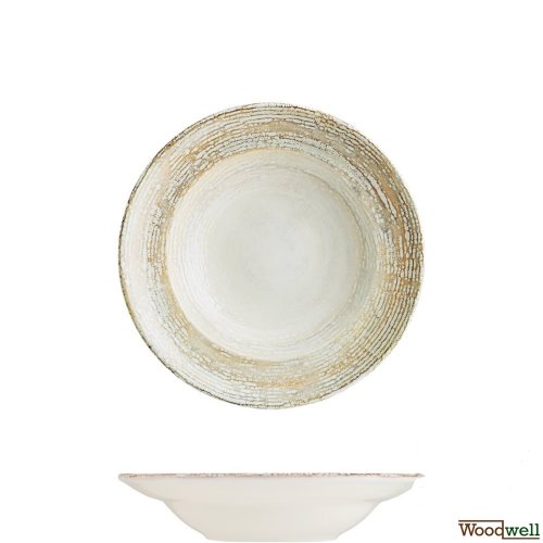 6 Set Premium Porzellan Bonna Patera tiefe Porzellansalatschale 24 cm - 400 cc beige