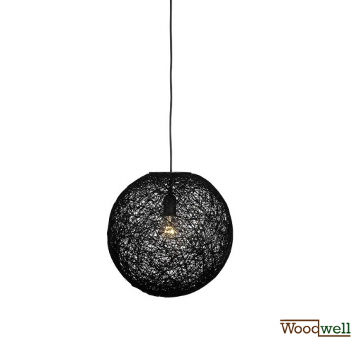 "Twist" hängelampe in kugelform aus flachsdraht in schwarz