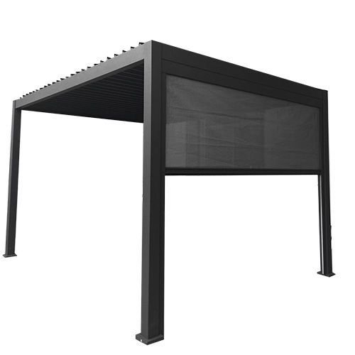 Terrassenüberdachung "Reflect Wall Pull Down" 4m in Anthrazit aus Aluminium und Textilene
