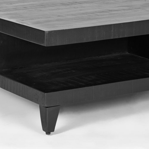 Couchtisch Bloc 80x80x33 Cm Schwarzes Mangoholz | Schwarzes Metall
