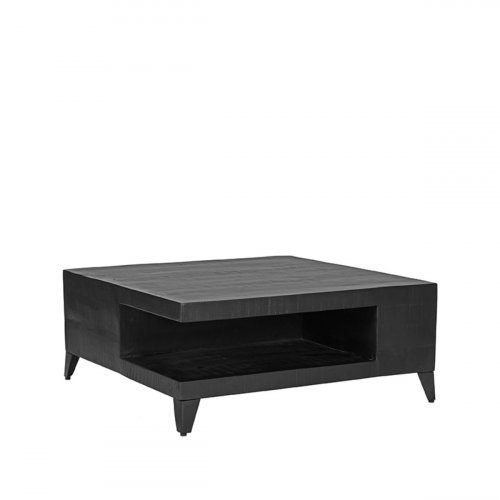 Couchtisch Bloc 80x80x33 Cm Schwarzes Mangoholz | Schwarzes Metall