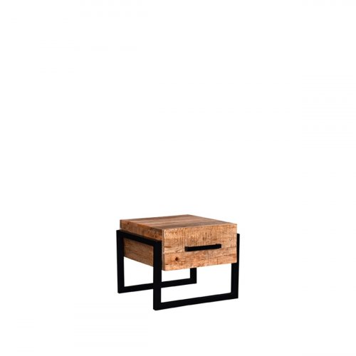 Couchtisch Bolivien 50x50x41 cm Raues Mangoholz | Schwarzes Metall