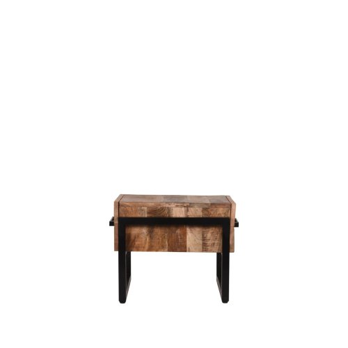 Couchtisch Bolivien 50x50x41 cm Raues Mangoholz | Schwarzes Metall