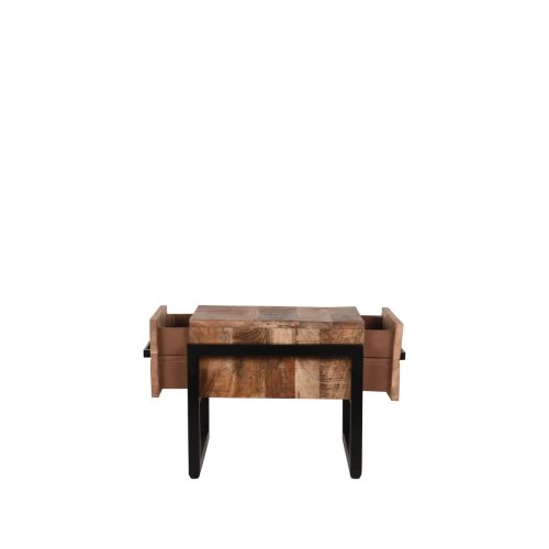 Couchtisch Bolivien 50x50x41 cm Raues Mangoholz | Schwarzes Metall