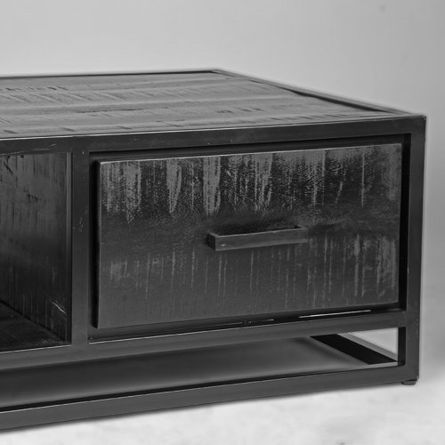 Couchtisch Chili 110x70x40 cm Schwarzes Mangoholz | Schwarzes Metall