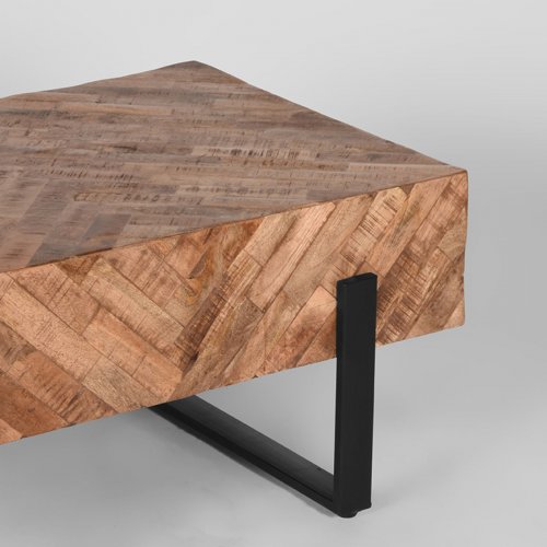 Couchtisch Float 90x60x40 Cm Raues Mangoholz | Schwarzes Metall