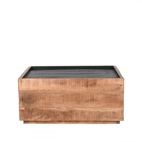 Couchtisch Noble 80x80x37 cm Raues Mangoholz | Schwarzes Mangoholz