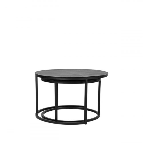 Couchtisch Set Grand 75x75x45 cm Schwarzes Metall