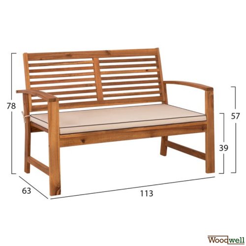 Set Living Room 4 pieces acacia wood with pillows cream color