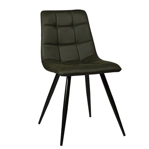 Stuhl "Lauren" aus Mikrofaser in Army Grün und Metallbeinen
