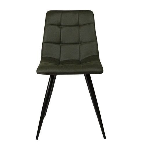 Stuhl "Lauren" aus Mikrofaser in Army Grün und Metallbeinen