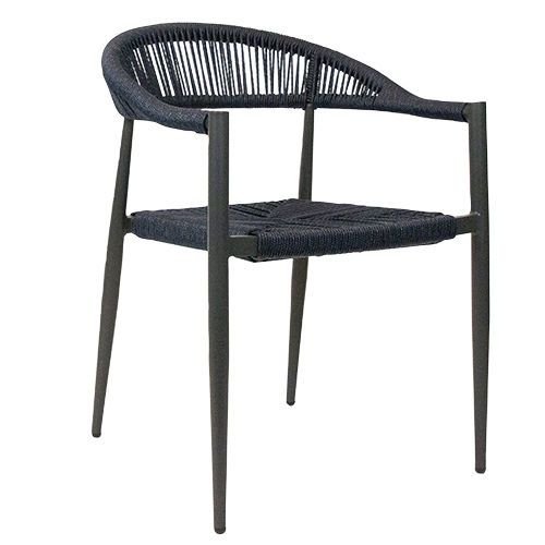 Outdoor Sessel "Jonah" aus Aluminium und Seilgeflecht in blau 56,6x79x69cm