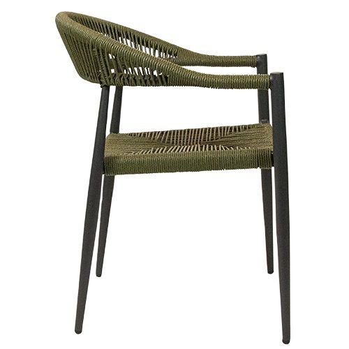 Outdoor Sessel "Jonah" aus Aluminium und Seilgeflecht in olivgrün 56,6x79x69cm