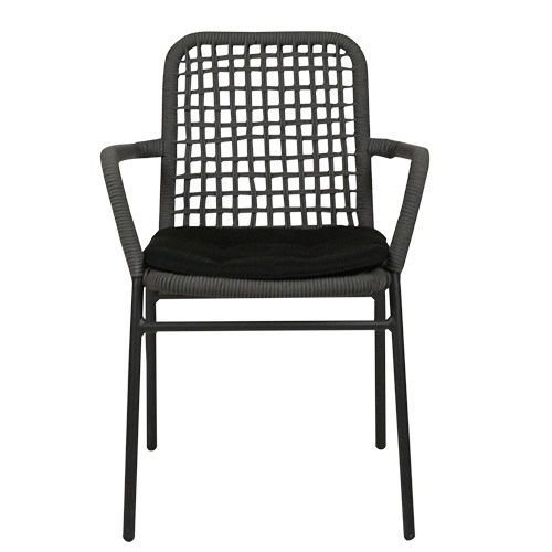 Outdoor Sessel "Atrope" aus Seilgeflecht und Aluminium in grau