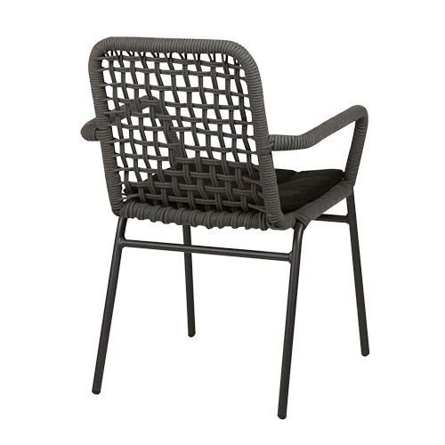 Outdoor Sessel "Atrope" aus Seilgeflecht und Aluminium in grau
