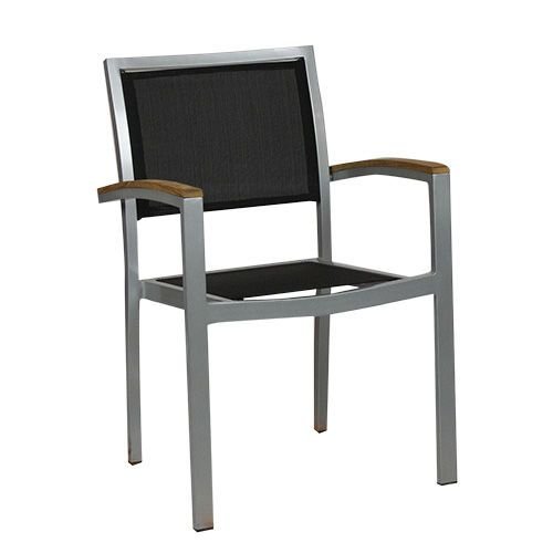Outdoor Sessel "Cenon" aus Aluminium in silber 53x85x43x57cm stapelbar