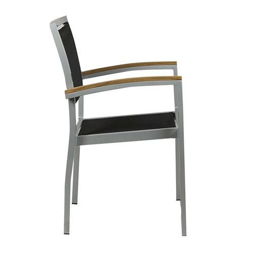 Outdoor Sessel "Cenon" aus Aluminium in silber 53x85x43x57cm stapelbar