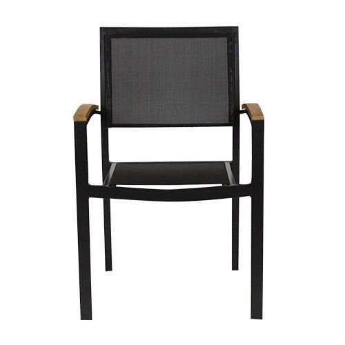 Outdoor Sessel "Cenon" aus Aluminium in schwarz 53x85x43x57cm stapelbar