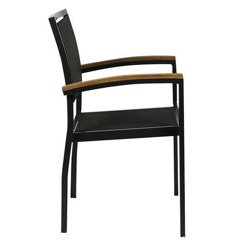Outdoor Sessel "Cenon" aus Aluminium in schwarz 53x85x43x57cm stapelbar