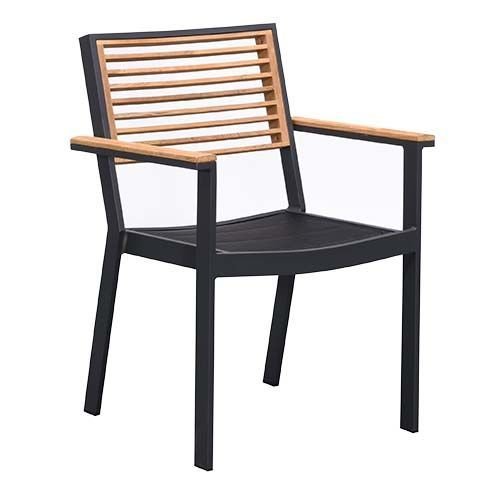 Outdoor Esstisch Set "York" aus Anthrazit Aluminiumgestell und Teakholz
