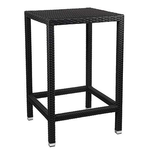Bartisch "Mezza" aus Aluminium und PE Geflecht in dunkelbraun W70xD70xH110cm