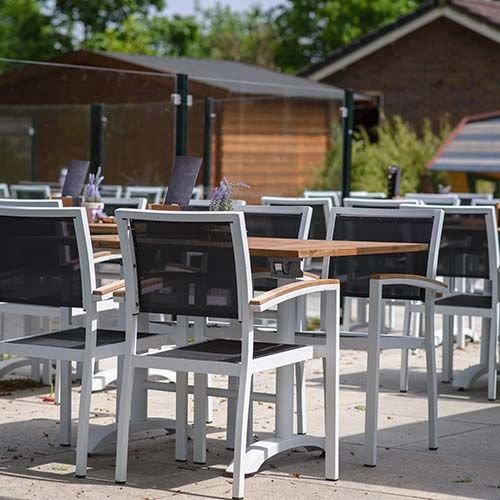 Outdoor Tischuntergestell "Trento 2F" aus Aluminium 72cm Höhe in weiß