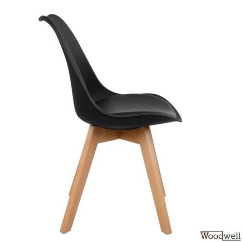 VEGAS Retro Stuhl in Schwarz und Holzbeinen in natürlicher Farbe (4 Stk.)