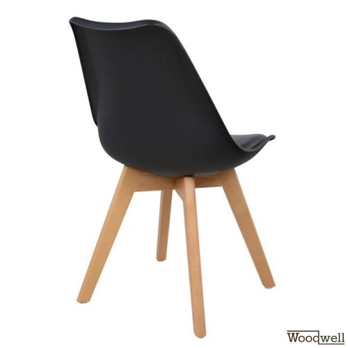 VEGAS Retro Stuhl in Schwarz und Holzbeinen in natürlicher Farbe (4 Stk.)