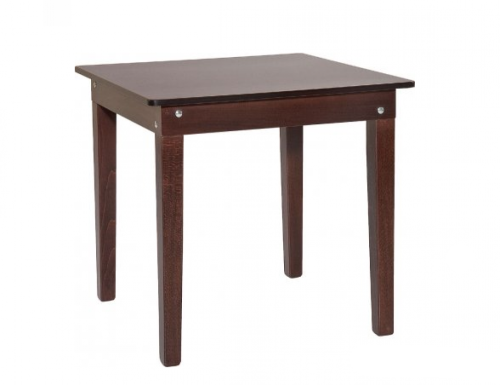 Simple and solid wooden table in the color "walnut"