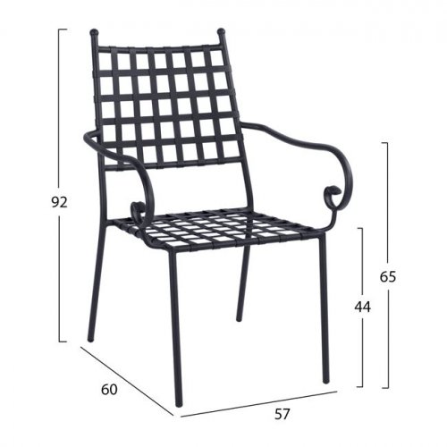 Metal armchair in black color 57x60x92 cm