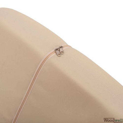 Wasserdicht Ecru Kissen 5 cm mit brauner Rallye um das Kissen und den Reißverschluss