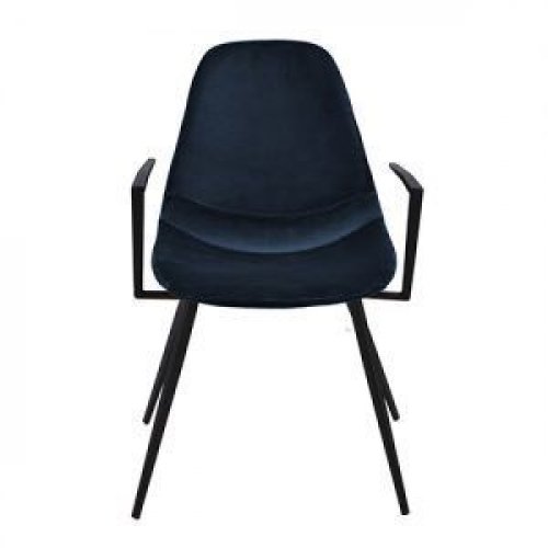 Sessel "Willow" aus blauem Samt und Beine aus schwarzem Stahlgestell