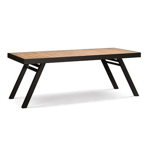Outdoor Esstisch Set "York" aus Anthrazit Aluminiumgestell und Teakholz