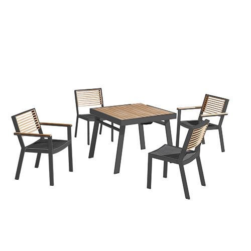 Outdoor Ess-Set 5-teilig "York" aus anthrazit Aluminium und Teakholz