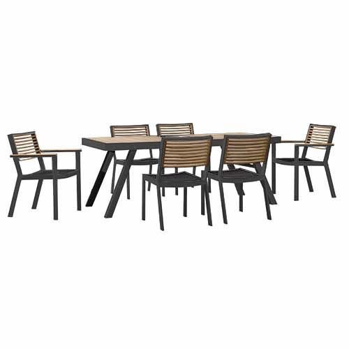 Outdoor Esstisch Set "York" aus Anthrazit Aluminiumgestell und Teakholz