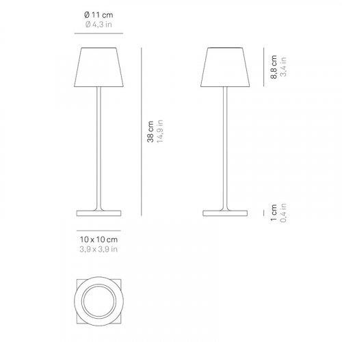 Tischlampe "Poldina" in braun aus Aluminium