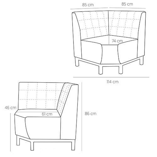 Viggo Eck-Sitzbank 85x85 cm in Farbe Braun