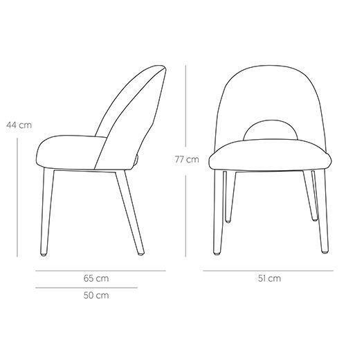 "Jyll" chair made of yellow gold velvet and legs made of black solid beech