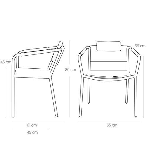 Outdoor Sessel "Kiwi" aus Aluminium und Seilgeflecht in orange 61x80x46x65cm cm stapelbar