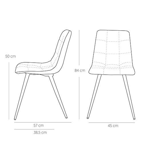 Stuhl "Lauren" aus Mikrofaser in Army Grün und Metallbeinen
