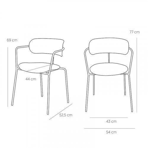 "Olivia Dew" armchair made of blue velvet and legs made of black steel frame