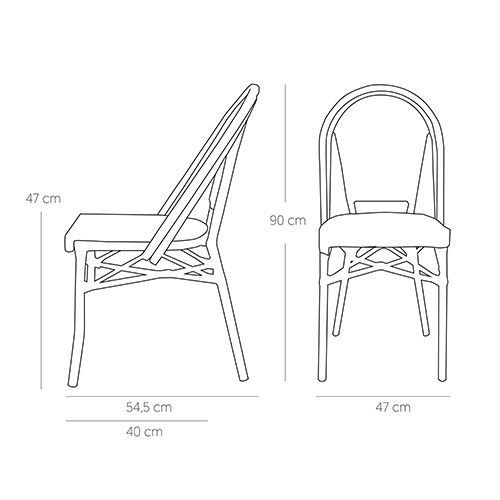 Outdoor Stuhl "Toby IV" aus Aluminium Holzoptik und schwarz weißem Geflecht 54,5x90x47x47 cm stapelbar